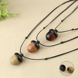 Pendant Necklaces Simple Literary Jewellery Wishing Bottle Vintage Screwable Ebony Acorn