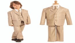 Classic Fit Champagne Three Buttons Boys Fitted Suits Notched Lapel Boy Formal Wear Occasion Kids Tuxedos Three Pieces JacketPan8287057