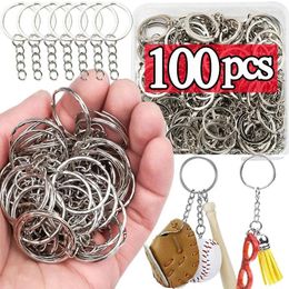 Keychains 50/100PCS Silver Plated Metal Blank Keyring Keychain Split Ring Keyfob Key Holder Rings Women Men DIY Chains Accessories