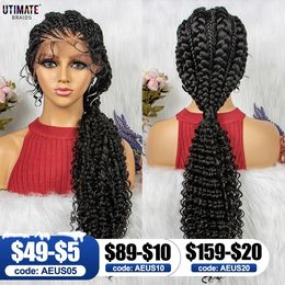 Lace Frontal Synthetic Braided s Front tail Natural Knotless with Baby Hair for Black Women Daily Use 240113