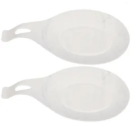 Dinnerware Sets 2 Pcs Silicone Spoon Mat Kitchen Assesorries Pattern Wisking Tool Silica Gel