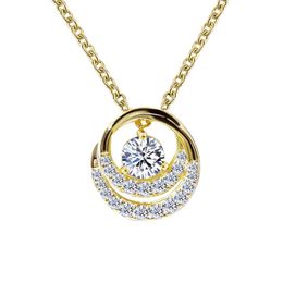 Necklaces Tianyu Gems Women Sier Round Circles Pendant Necklaces Moissanite 5mm Def Diamonds Yellow Gold Plated Wedding Necklace