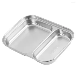 Dinnerware Sets Stainless Steel Dinner Plate Divided Serving Portion Seasoning Sectioned Plates Sauce Tray Dish Appetiser Utensils