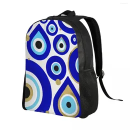 Backpack Customised Evil Eye Charms On White Women Men Casual Bookbag For College School Moroccan Nazar Bags