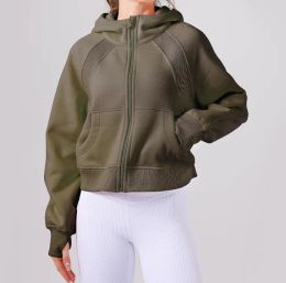 Designer mens hoody fashion hoody women designer hoodie Women's Autumn Hoodies & Sweatshirt Yoga Suit Jacket Ladies Sport Half Zipper thick Loose Short Style Z6