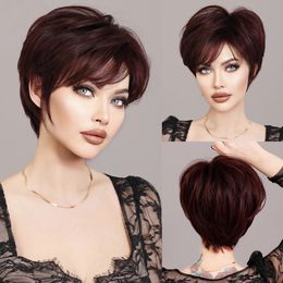 NAMM Synthetic Wine Red Bob for Women Daily Party Trend Natural LavenderS with Bangs Ombre耐熱繊維240113