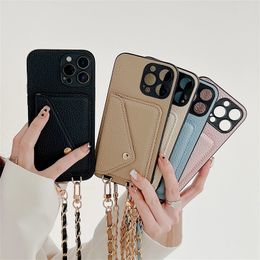 Luxury Crossbody strap lanyard wallet leather case for iPhone 13 11 12 11pro 15pro 14pro max 12mini xr card holder phone cover