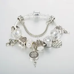 Charm Bracelets Fashion Silver Plated Bracelet With Crown Beads For Women DIY Crystal Fit Original Brand Jewellery