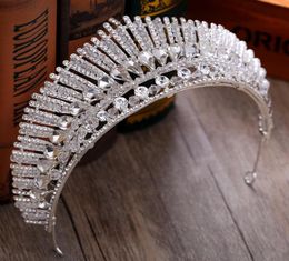 Gorgeous Big Wedding Crowns Silver Crystal Rhinestone Baroque Bridal Jewel Headpieces Wedding Tiaras For Women Hair Headbands In S4640555