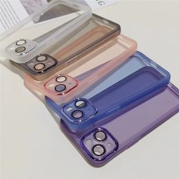 Clear Plating Phone Case For iPhone 15 14 13 12 11 Pro Max 15pro 14pro X XS MAX XR Shockproof Back Cover with Camera Len Protection Film Cases 400pcs