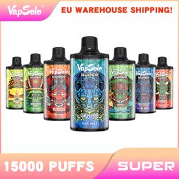 Original Vapsolo Super Vaper Disposable Puff 15K Electronic Cigarette Vapes Mesh Coil Recharge Airflow Adjustment Best Quality Vapes Puff Shisha EU Warehouse