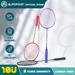Alpsport 10U GJ Full Carbon Fibre Badminton Racket 52g Ultra Light Max 38Lbs Professional Beginner strings and grip included 240113