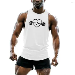 Men's Tank Tops Waistcoat Fitness Sleeveless Shirt Round Neck Wear Comfortable Loose Four Seasons Fashion Printed Dumbbell Training