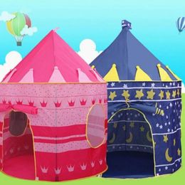 Infant Toddler Folding Tents Portable Castle Kids Pink Blue Play House Camping Toys Birthday Christmas Outdoor Gifts Room Decor 240113
