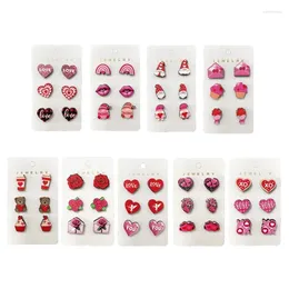 Stud Earrings 3 Pairs Of Love Themed Ear Studs Adornment Stylish Valentine's Day Pendant Jewelry Accessory For Couples