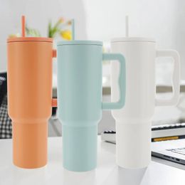 Stainless Steel Tumbler with Straw and Lid 40OZ/1200ML Travel Mug with Handle BPA Free Insulated Coffee Mug Portable Tumbler Mug 240113