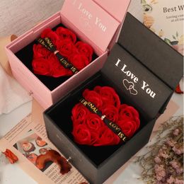 I Love You Heart Rose Gift Box For Women Girlfriend Valentine'S Day Gifts Arrival Fashion Romantic Necklace Ring Jewellery 240113