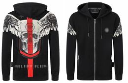 2024 Sport Quality Hip Brand Hip-hop, Fashion Skull Wing Hot Diamond Print Pleins Sweater Men's Trendy Wind West Coast High Street Hoodie Ja