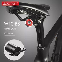 Lights Gaciron W10bs Bicycle Warning Rear Light Rechargeable Lamp Waterproof Red Flash Smart Brake Cycling Taillight Bike Accessories