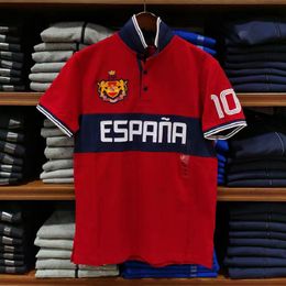 High quality Men's polos Shirt Sports T-shirt Spanish Football Shirt Split Short Sleeve Summer Casual S-6XL