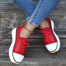 Dress Shoes Fashion Large Thick Soled Sports For Women's Round Head Woven Lace Up Breathable Casual