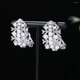 Stud Earrings Luxury Exclusive Royal Pearl For Women Wedding Party Dubai Bridal Jewellery Boucle D'oreille Femme Gift A0159