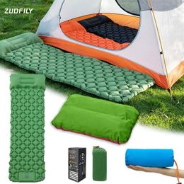 Pads 1PC Outdoor Thicken Camping Hiking Backpacking Mattress Ultralight Inflatable Sleeping Pad with Builtin Pillow & Pump Air Mat