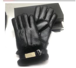 winter Luxury Sheepskin Leather Gloves For Men fashion Designer Mens Genuine Real Leathers glove soft warm fleece inside Sexy driv4714021