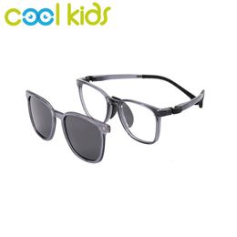 COOL KIDS Sunglasses Clip-on Optical Prescription Children Gafas de sol Polarised Sun Glasses Eyewear for Kids Eyeglasses Frames 240113