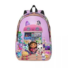 Bags Customized Mermaid Gabbys Dollhouse Canvas Backpack Men Women Basic Bookbag for School College Cartoon Cats Bags