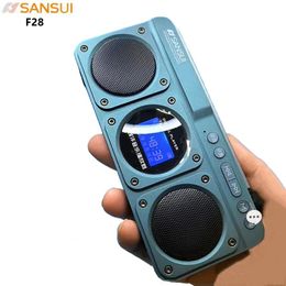 Radio Portable F28 FM Radio Hifi Sound Quality LED Clock Lyrics Display Wireless Bluetooth Speaker Outdoor Elderly Radio Music Player