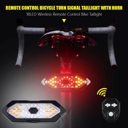 Lights Remote Control Bike Taillight USB Rechargeable Bicycle Tail Rear Light Turn Signal Braking Warning Wireless LED Cycling Lantern
