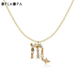 Necklaces Dplaopa 100% Sterling Sier Gold Scorpio Pendant Colourful Leo Long Chain Virgo Necklace 2022 Women Wedding Jewels