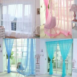 Curtain Solid Color Tulle Curtains For Windows Translucency Drapes Living Room Bedrooms Door Kitchen Multi-Color Partition