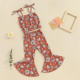 Clothing Sets Kids Baby Girl Summer Outfits Sleeveless Sunflower Print Tops Flare Pants Set Toddler Casual Clothes