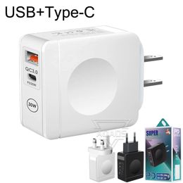 Type-C+USB Dual Port Charger 20W/12W Wall Adapter EU/US/UK Adapted For iphone Samsung Smart phone