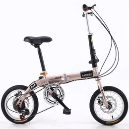 Bikes Fahrrad 14 Inch Folding Bike Adult Folding Bike Portable Ultra Light Bicycle Single Speed Variable Speed Substitute Driving