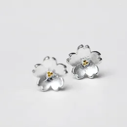 Stud Earrings Real 925 Sterling Silver Flower For Women Girls Fashion Sterling-silver-jewelry Brincos Brinco