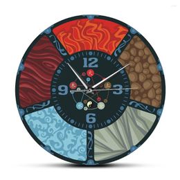 Wall Clocks The Five Elements Cycle Chinese Wu Xing Feng Shui Clock Minimalistic Natural Yin Yang Art Silent Watch