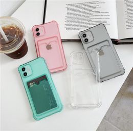 Clear Wallet Case for iPhone 12 11 Pro Max XR XS 7 8 Plus Full Protective Soft Bumper Card Slot Transparent Back Cover5060499