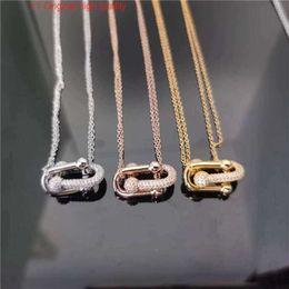 Tiffanyans S925 High Quality Necklace Double Necklace Horseshoe Rose Gold Pendant Light Luxury Simple Double Layer Clavicle Chain