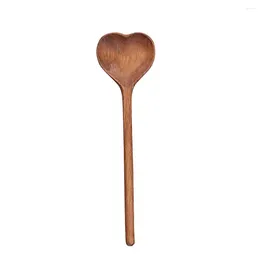 Spoons 1 Pc Wooden Spoon Heat Resistance Long Handle Anti-Crack Dishwasher Safe Heart-shaped Serving Korean Style Kitchen Gadget