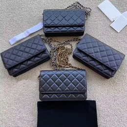 10A magnetic hasp metal zip handles chip authentication woc shoulder bag women plaid handbag caviar sheepskin leather cross body tote clutch purse