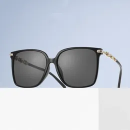 Sunglasses 2024 Chain Legs Women Square Sun Glasses Luxury Designer Big Frame Black Eyewear Oversized Driving Shades