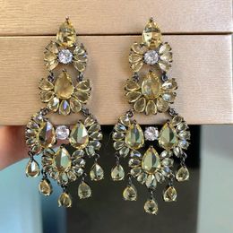 Dangle Earrings Bilincolor Vingtage Yellow Flower Tassel Earring For Women Wedding Jewellery