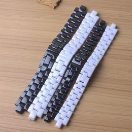 for Ceramic watch band 19mm 16mm High Quality Black White Ceramic Strap Bracelet steel buckle Deployment band polished watchbands 237a