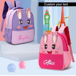 Bags Personalised Toddler Backpack for Girls Custom your name Kids Backpack Cute 3D Rabbit School Bag for Baby Girl Boy 26 Years