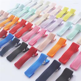 Hair Accessories 40pcs/lot 35mm Grosgrain Ribbon Covered Double Alligator Clips For Princess Girls Ponytail Hairpins Metal