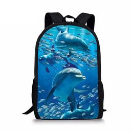 Bags Cute Dolphin 3D Print Backpacks for Teenage Girls Boys Back Pack School Bags For Kids Back Pack Book Bag Large Capacity Backpack