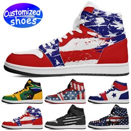 Customised shoes Kids basketball shoes children star lovers Retro casual shoes men women shoes outdoor sneaker the Old Glory red white big size eur 35-49